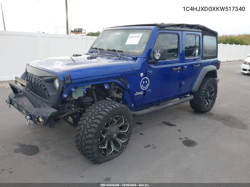 1C4HJXDGXKW517340 2019 Jeep Wrangler Unlimited Sport S 4X4