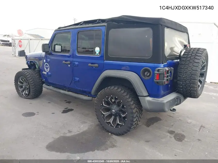 1C4HJXDGXKW517340 2019 Jeep Wrangler Unlimited Sport S 4X4