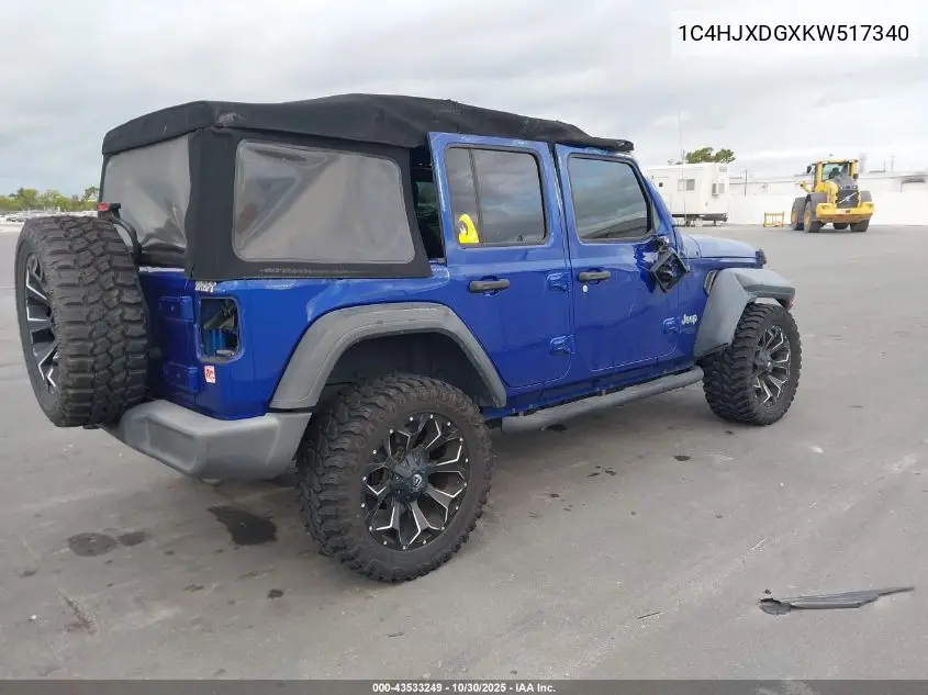 1C4HJXDGXKW517340 2019 Jeep Wrangler Unlimited Sport S 4X4