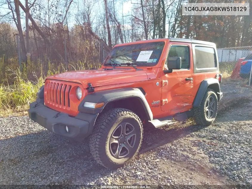 1C4GJXAG8KW518129 2019 Jeep Wrangler Sport S 4X4