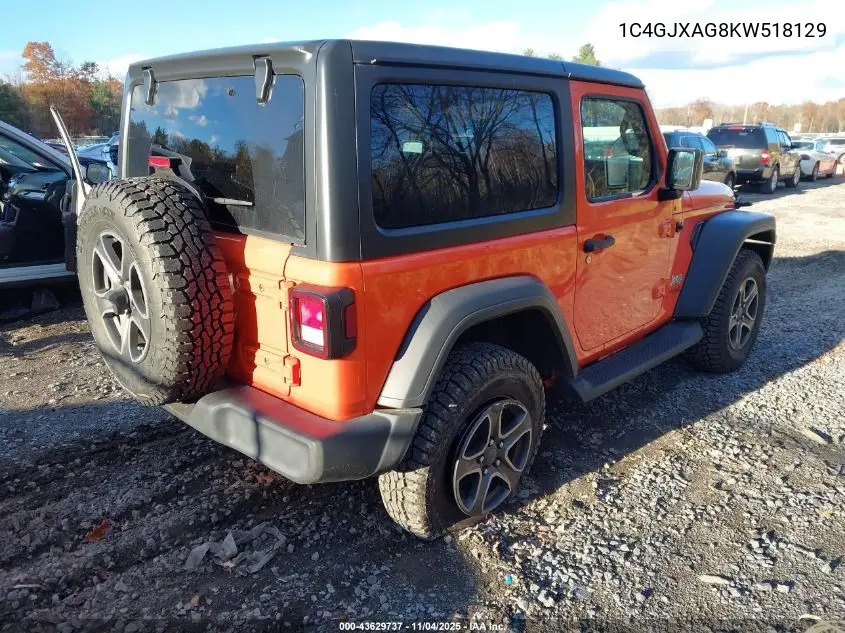 1C4GJXAG8KW518129 2019 Jeep Wrangler Sport S 4X4