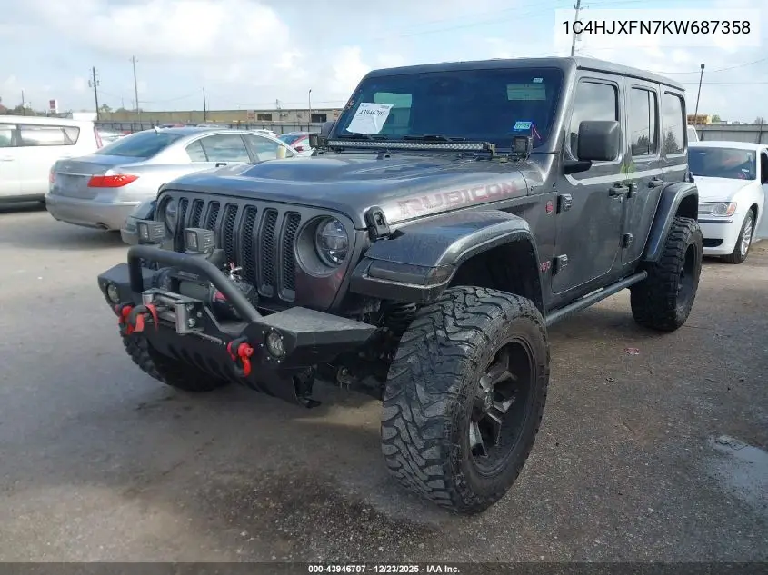 1C4HJXFN7KW687358 2019 Jeep Wrangler Unlimited Rubicon 4X4