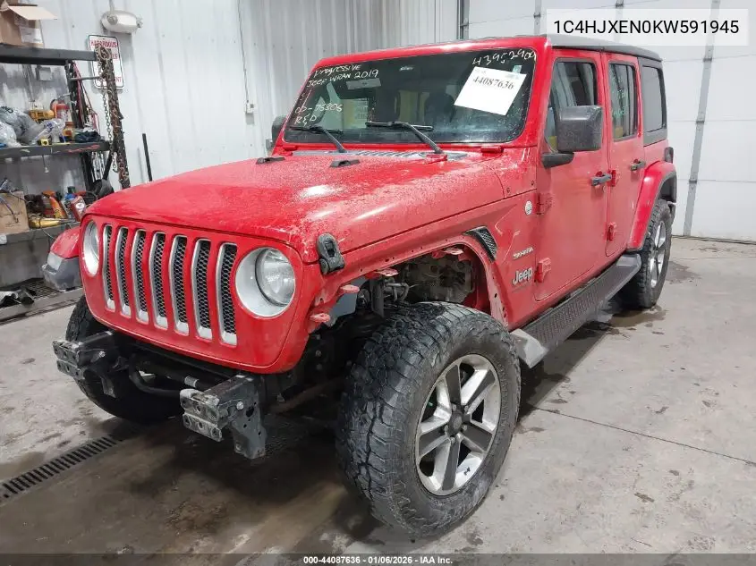 1C4HJXEN0KW591945 2019 Jeep Wrangler Unlimited Sahara 4X4
