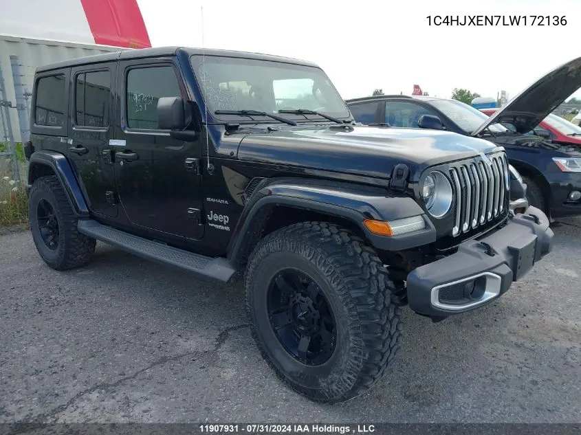 1C4HJXEN7LW172136 2020 Jeep Wrangler Unlimited Sahara