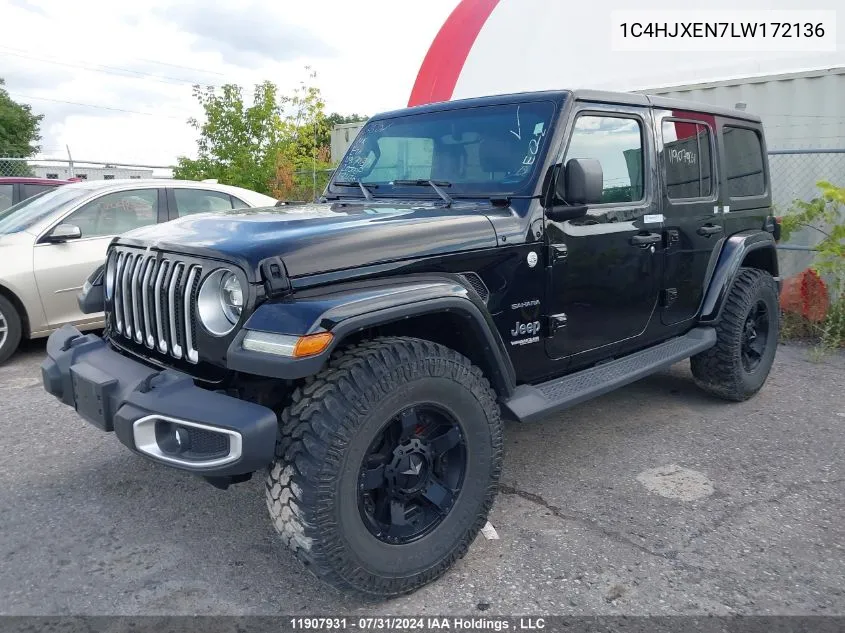 1C4HJXEN7LW172136 2020 Jeep Wrangler Unlimited Sahara