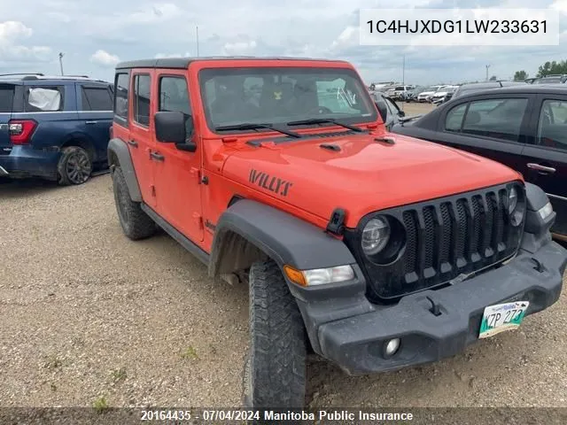 2020 Jeep Wrangler Unlimited Sport VIN: 1C4HJXDG1LW233631 Lot: 20164435