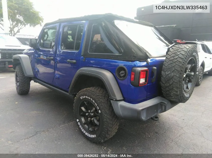 2020 Jeep Wrangler Unlimited Willys 4X4 VIN: 1C4HJXDN3LW335463 Lot: 39426252