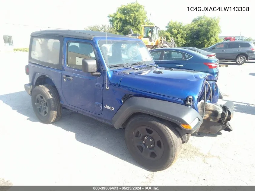 2020 Jeep Wrangler Sport 4X4 VIN: 1C4GJXAG4LW143308 Lot: 39506473