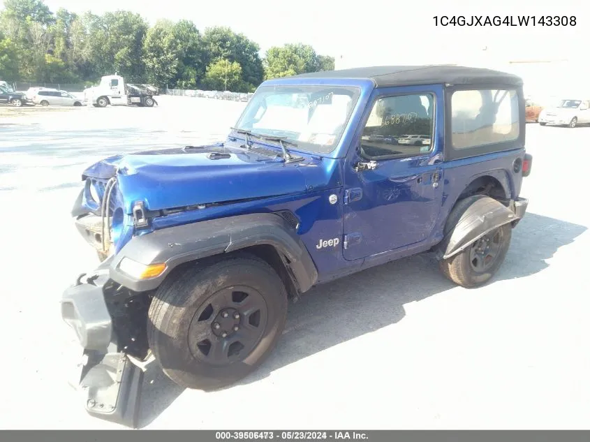 2020 Jeep Wrangler Sport 4X4 VIN: 1C4GJXAG4LW143308 Lot: 39506473