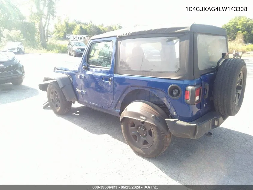 1C4GJXAG4LW143308 2020 Jeep Wrangler Sport 4X4