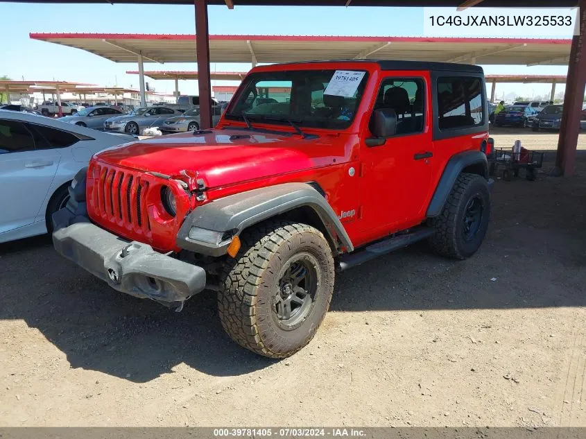 2020 Jeep Wrangler Sport VIN: 1C4GJXAN3LW325533 Lot: 39781405