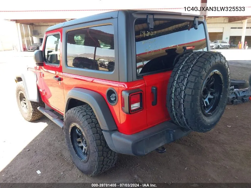 2020 Jeep Wrangler Sport VIN: 1C4GJXAN3LW325533 Lot: 39781405