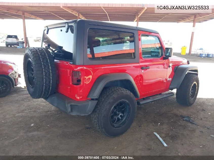 2020 Jeep Wrangler Sport VIN: 1C4GJXAN3LW325533 Lot: 39781405