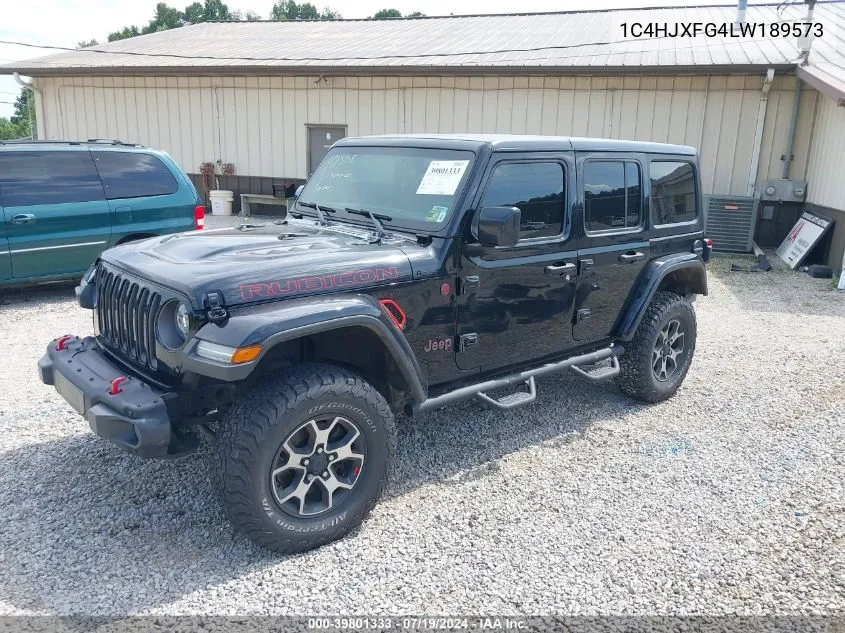 2020 Jeep Wrangler Unlimited Rubicon 4X4 VIN: 1C4HJXFG4LW189573 Lot: 39801333