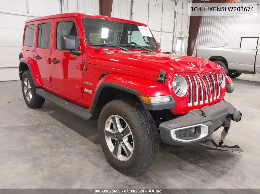 2020 Jeep Wrangler Unlimited Sahara 4X4 VIN: 1C4HJXEN5LW203674 Lot: 39825659