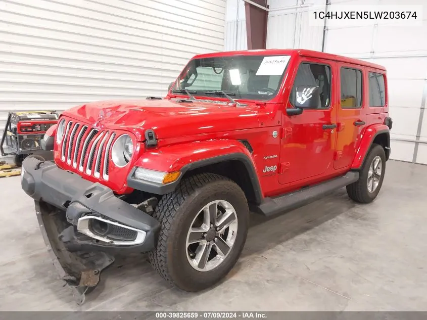 2020 Jeep Wrangler Unlimited Sahara 4X4 VIN: 1C4HJXEN5LW203674 Lot: 39825659