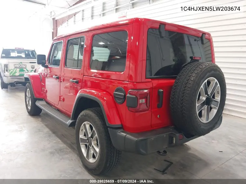 2020 Jeep Wrangler Unlimited Sahara 4X4 VIN: 1C4HJXEN5LW203674 Lot: 39825659