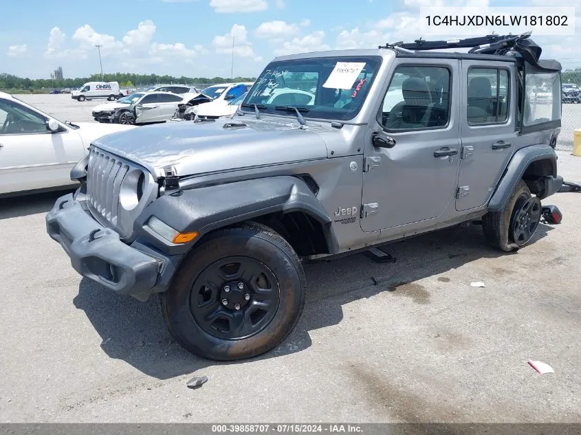 2020 Jeep Wrangler Unlimited Sport 4X4 VIN: 1C4HJXDN6LW181802 Lot: 39858707