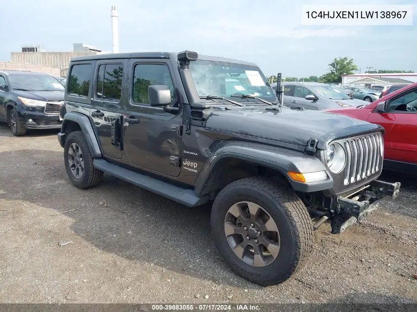 2020 Jeep Wrangler Unlimited Sahara VIN: 1C4HJXEN1LW138967 Lot: 39883055