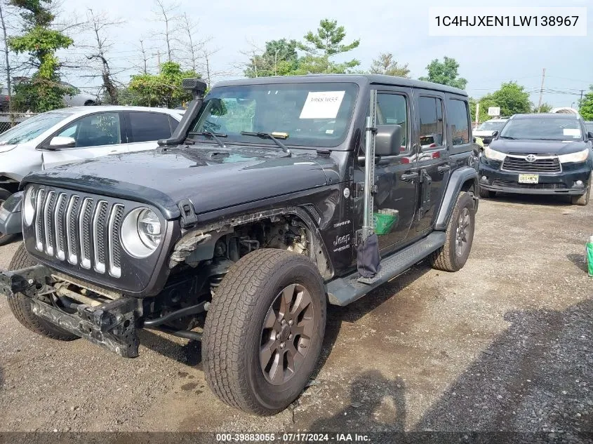 2020 Jeep Wrangler Unlimited Sahara VIN: 1C4HJXEN1LW138967 Lot: 39883055