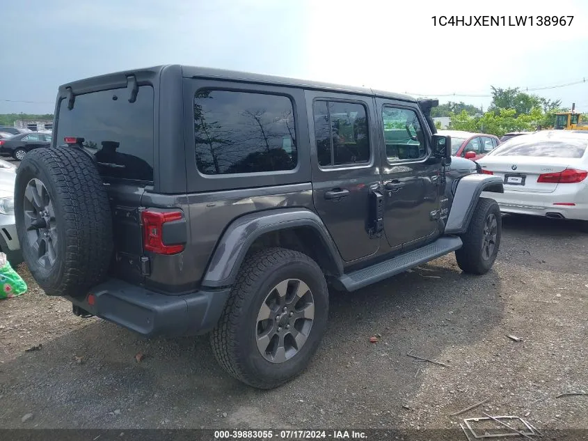 2020 Jeep Wrangler Unlimited Sahara VIN: 1C4HJXEN1LW138967 Lot: 39883055