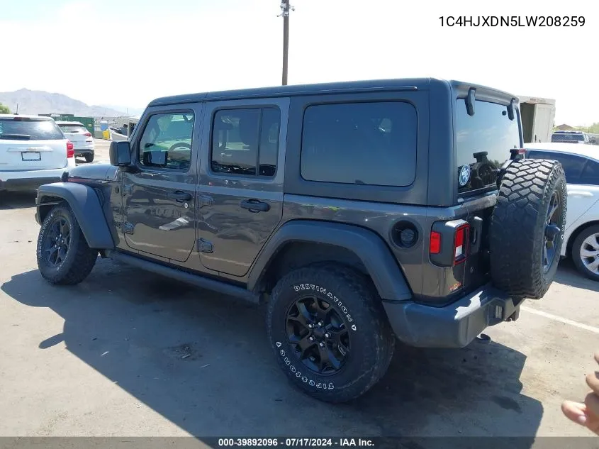 2020 Jeep Wrangler Unlimited Willys 4X4 VIN: 1C4HJXDN5LW208259 Lot: 39892096