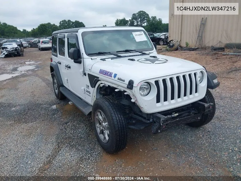 1C4HJXDN2LW347216 2020 Jeep Wrangler Unlimited Freedom 4X4