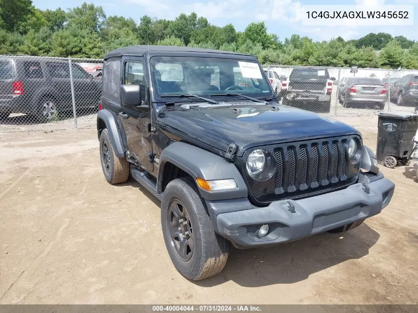 2020 Jeep Wrangler Sport 4X4 VIN: 1C4GJXAGXLW345652 Lot: 40004044