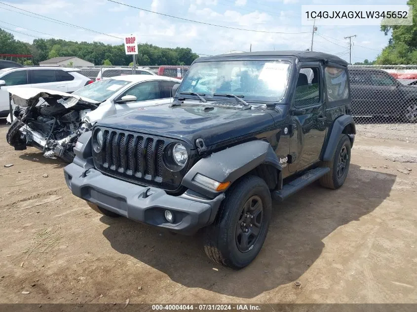 2020 Jeep Wrangler Sport 4X4 VIN: 1C4GJXAGXLW345652 Lot: 40004044