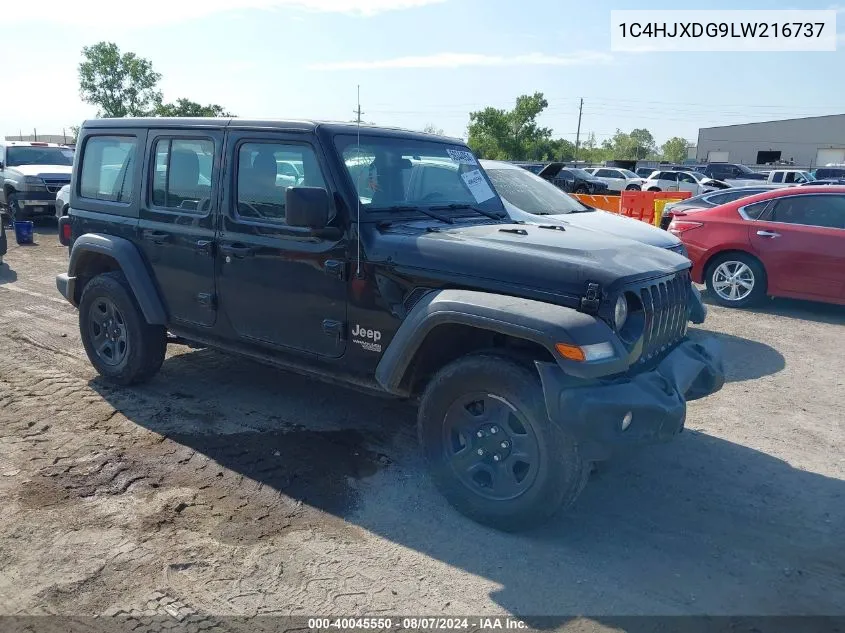 2020 Jeep Wrangler Unlimited Sport 4X4 VIN: 1C4HJXDG9LW216737 Lot: 40045550