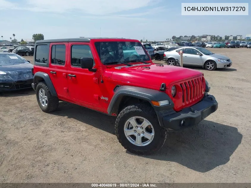 2020 Jeep Wrangler Unlimited Sport VIN: 1C4HJXDN1LW317270 Lot: 40048619