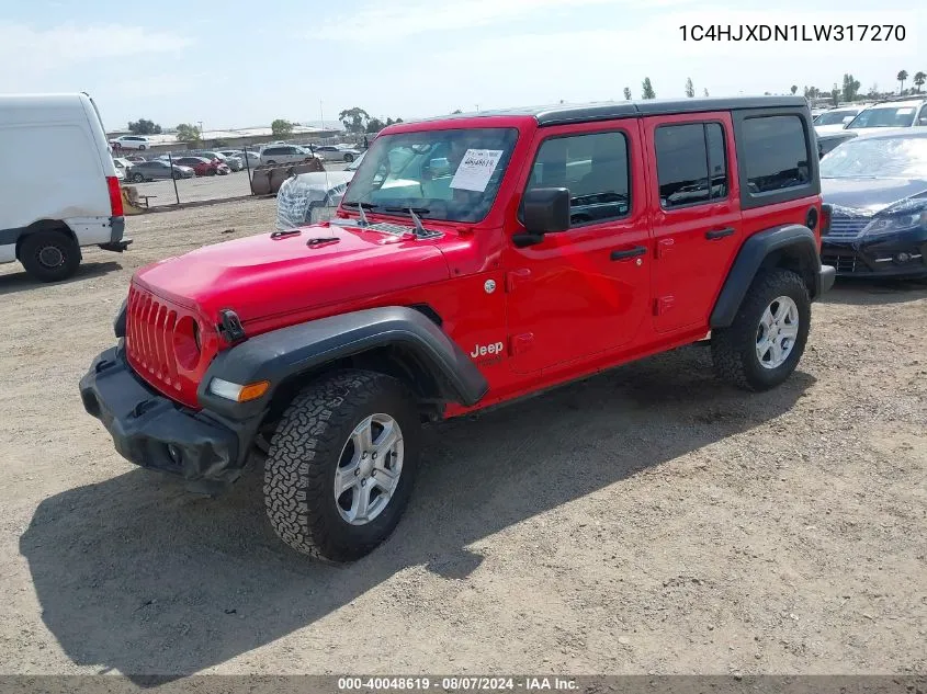 2020 Jeep Wrangler Unlimited Sport VIN: 1C4HJXDN1LW317270 Lot: 40048619