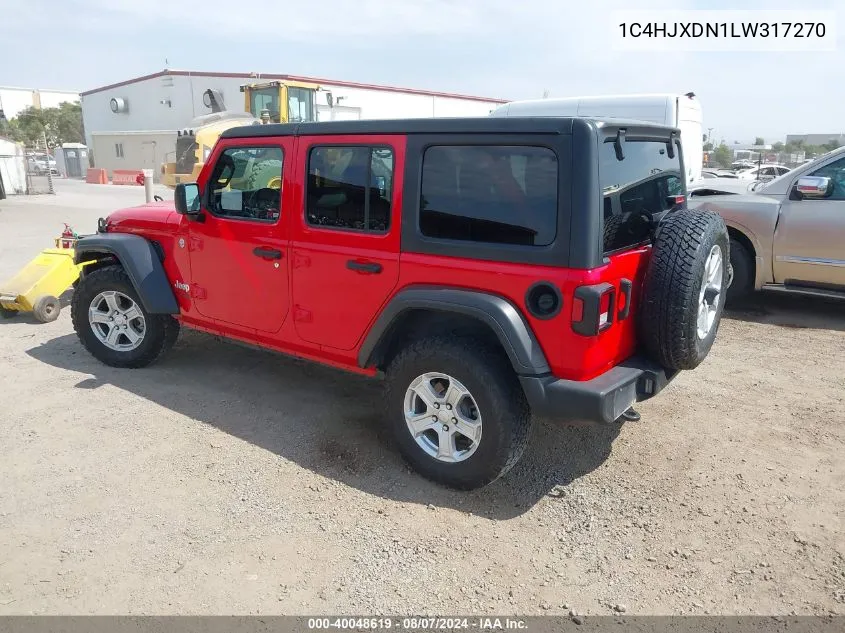 2020 Jeep Wrangler Unlimited Sport VIN: 1C4HJXDN1LW317270 Lot: 40048619