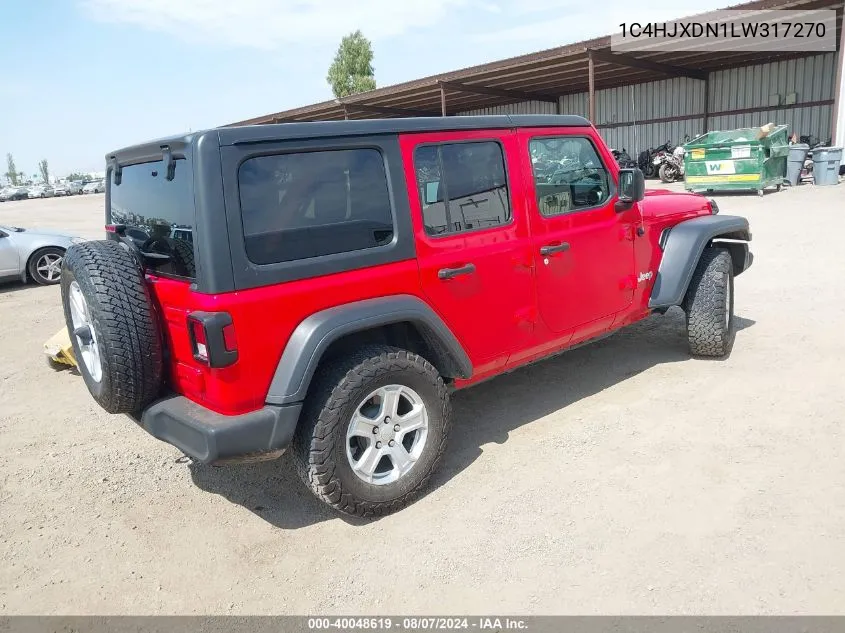 2020 Jeep Wrangler Unlimited Sport VIN: 1C4HJXDN1LW317270 Lot: 40048619