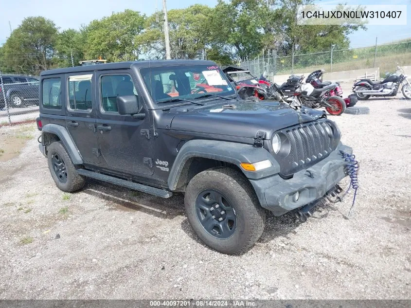 1C4HJXDN0LW310407 2020 Jeep Wrangler Unlimited Sport 4X4