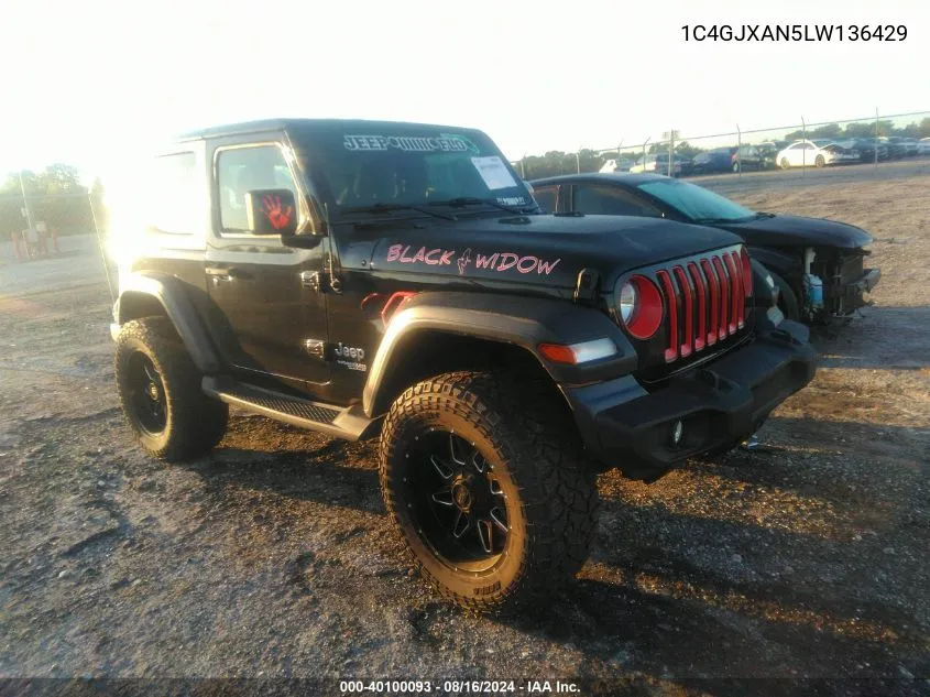 2020 Jeep Wrangler Sport S 4X4 VIN: 1C4GJXAN5LW136429 Lot: 40100093