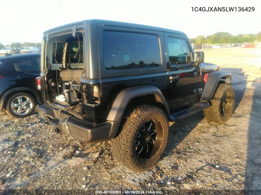 2020 Jeep Wrangler Sport S 4X4 VIN: 1C4GJXAN5LW136429 Lot: 40100093