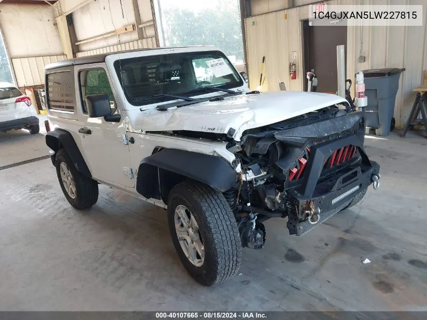 2020 Jeep Wrangler Sport VIN: 1C4GJXAN5LW227815 Lot: 40107665