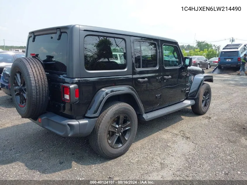 2020 Jeep Wrangler Unlimited Sahara 4X4 VIN: 1C4HJXEN6LW214490 Lot: 40124107