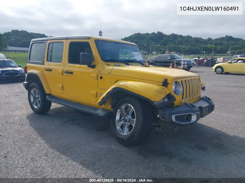 2020 Jeep Wrangler Unlimited Sahara VIN: 1C4HJXEN0LW160491 Lot: 40128628