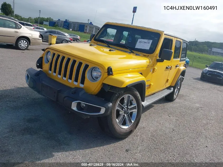 2020 Jeep Wrangler Unlimited Sahara VIN: 1C4HJXEN0LW160491 Lot: 40128628