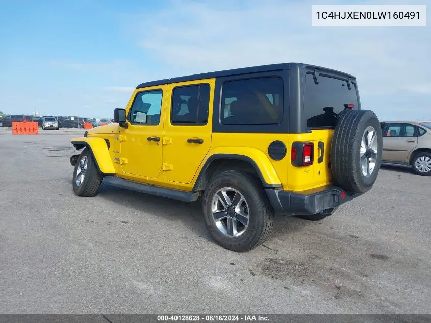 2020 Jeep Wrangler Unlimited Sahara VIN: 1C4HJXEN0LW160491 Lot: 40128628