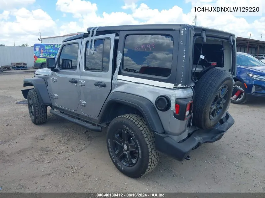 2020 Jeep Wrangler Unlimited Sport VIN: 1C4HJXDNXLW129220 Lot: 40130412