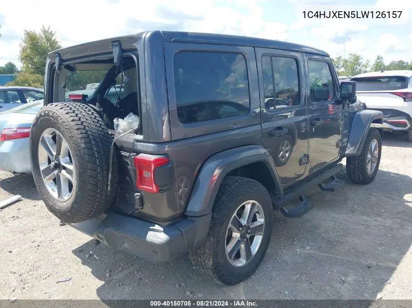 2020 Jeep Wrangler Unlimited Sahara VIN: 1C4HJXEN5LW126157 Lot: 40150705