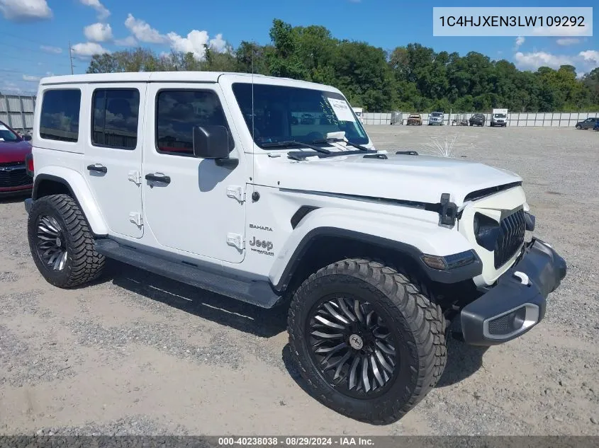 2020 Jeep Wrangler Unlimited Sahara VIN: 1C4HJXEN3LW109292 Lot: 40238038