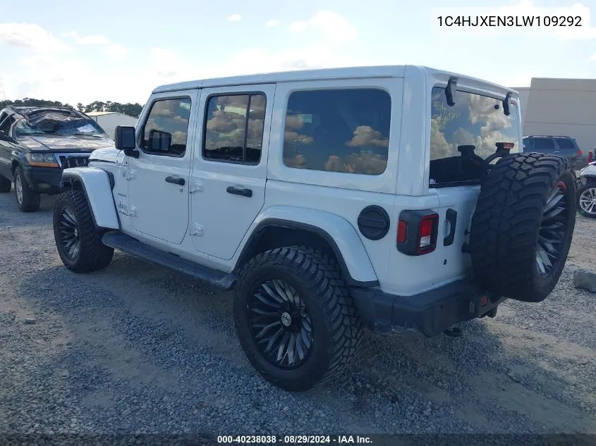 2020 Jeep Wrangler Unlimited Sahara VIN: 1C4HJXEN3LW109292 Lot: 40238038