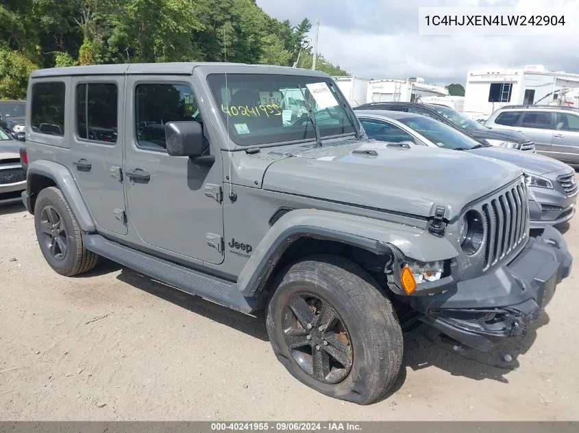 2020 Jeep Wrangler Unlimited Sahara Altitude 4X4 VIN: 1C4HJXEN4LW242904 Lot: 40241955