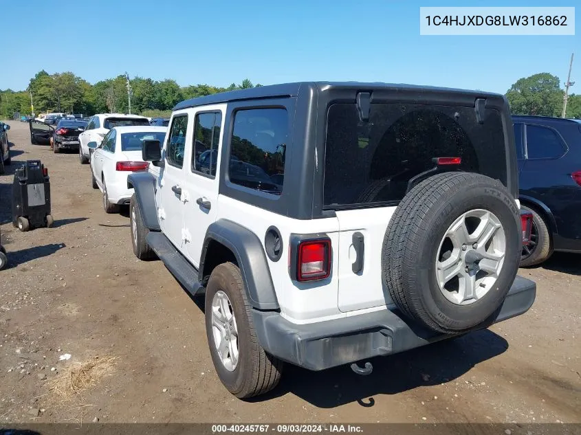 2020 Jeep Wrangler Unlimited Sport S 4X4 VIN: 1C4HJXDG8LW316862 Lot: 40245767