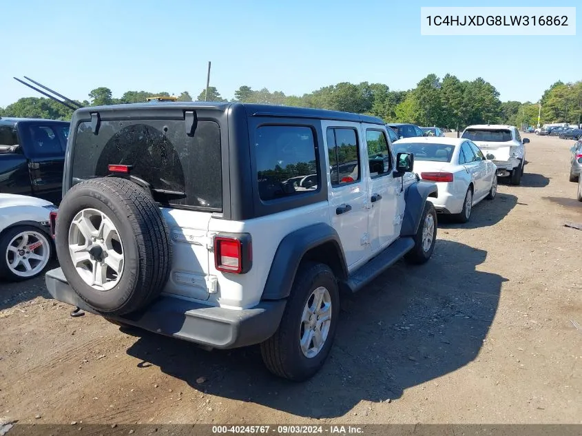 2020 Jeep Wrangler Unlimited Sport S 4X4 VIN: 1C4HJXDG8LW316862 Lot: 40245767