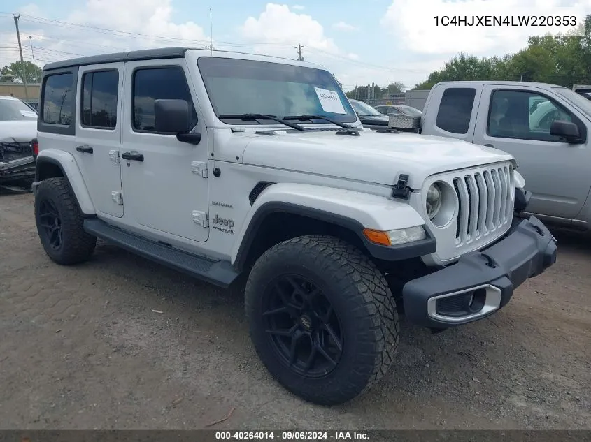 2020 Jeep Wrangler Unlimited Sahara 4X4 VIN: 1C4HJXEN4LW220353 Lot: 40264014